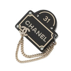 Chanel Brooch CC Logo Chain Rhinestone Faux Pearl