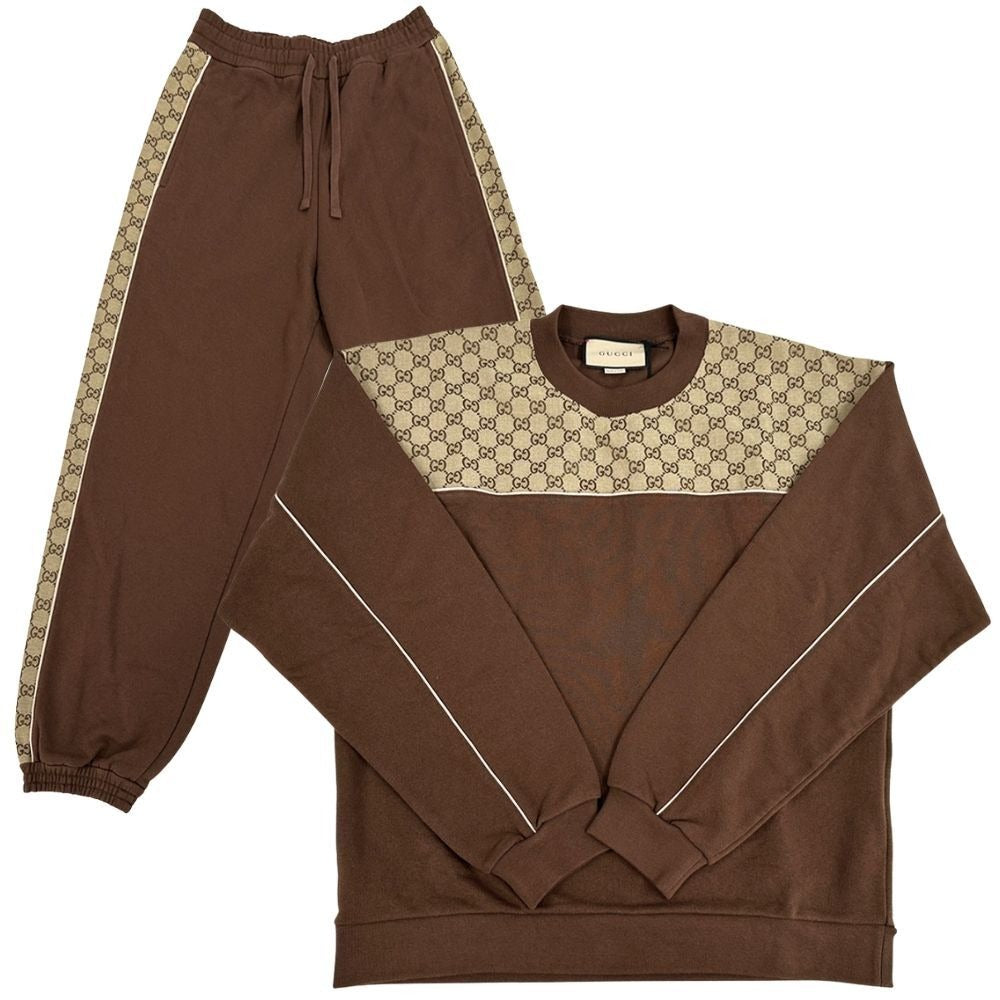 Gucci Set GG Canvas Cotton Jersey Brown Beige XS
