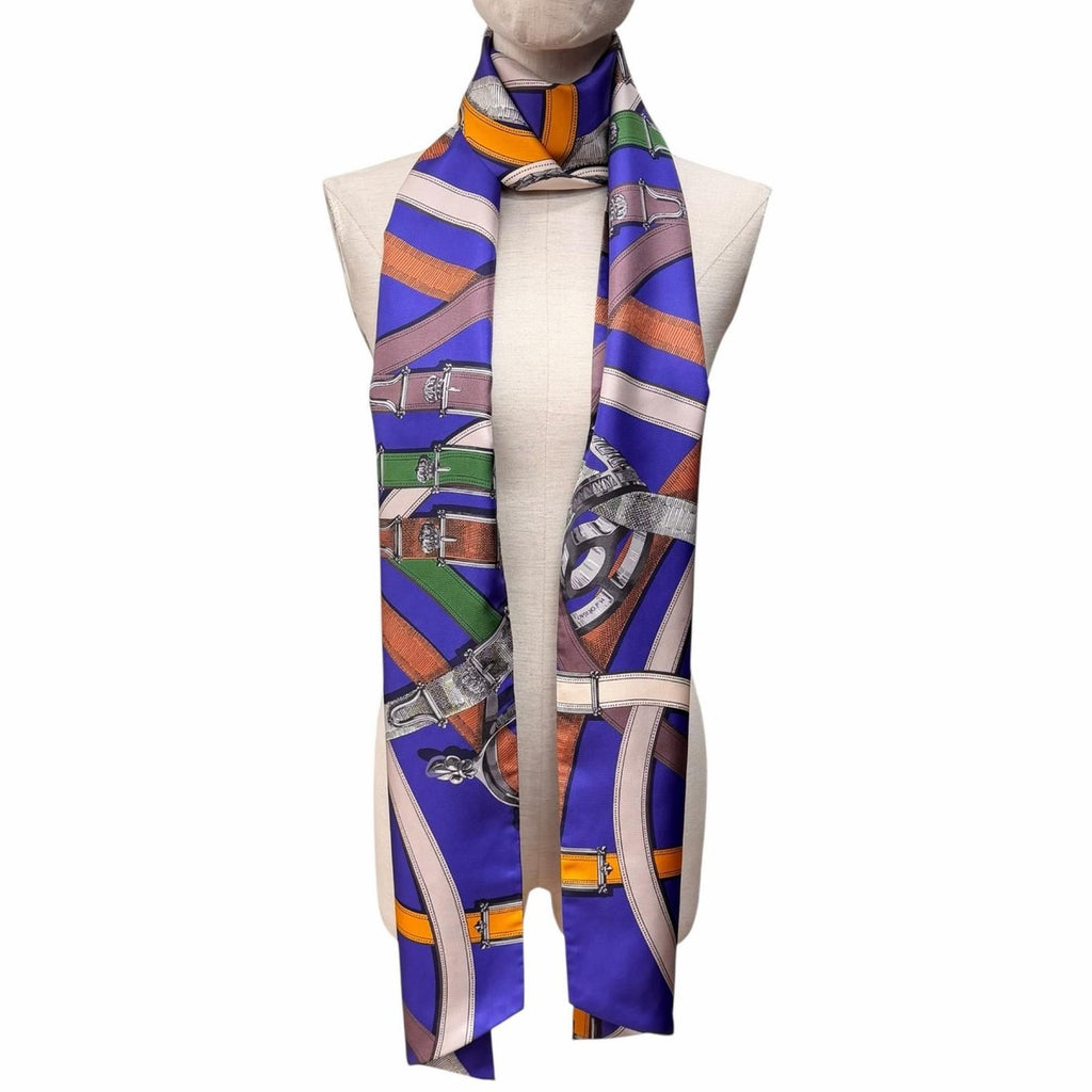 Hermes Maxi Twill Cavalcadour Silk Scarf Purple Multi — view 5
