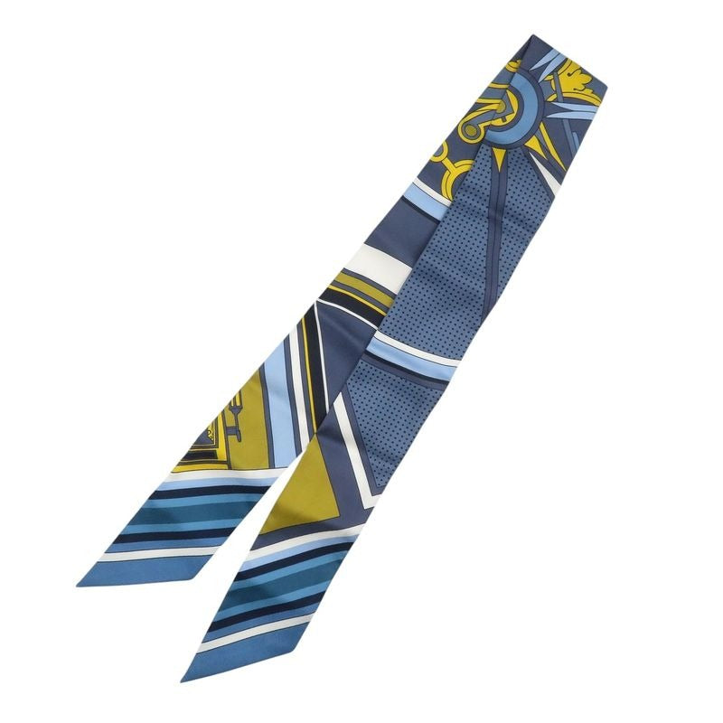 Hermes Twilly George Washington's Carriage Detaille Silk Blue White Yellow