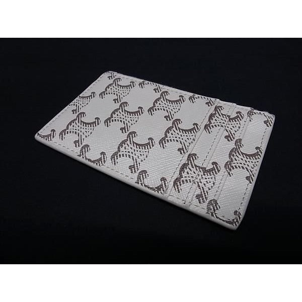 Celine Card Case Triomphe Fragment White Brown Leather — view 3