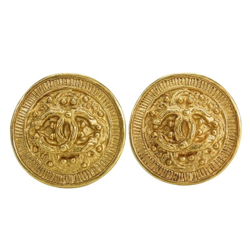Chanel Earrings Coco Mark Metal Gold Plated Accessories 94 — view 2
