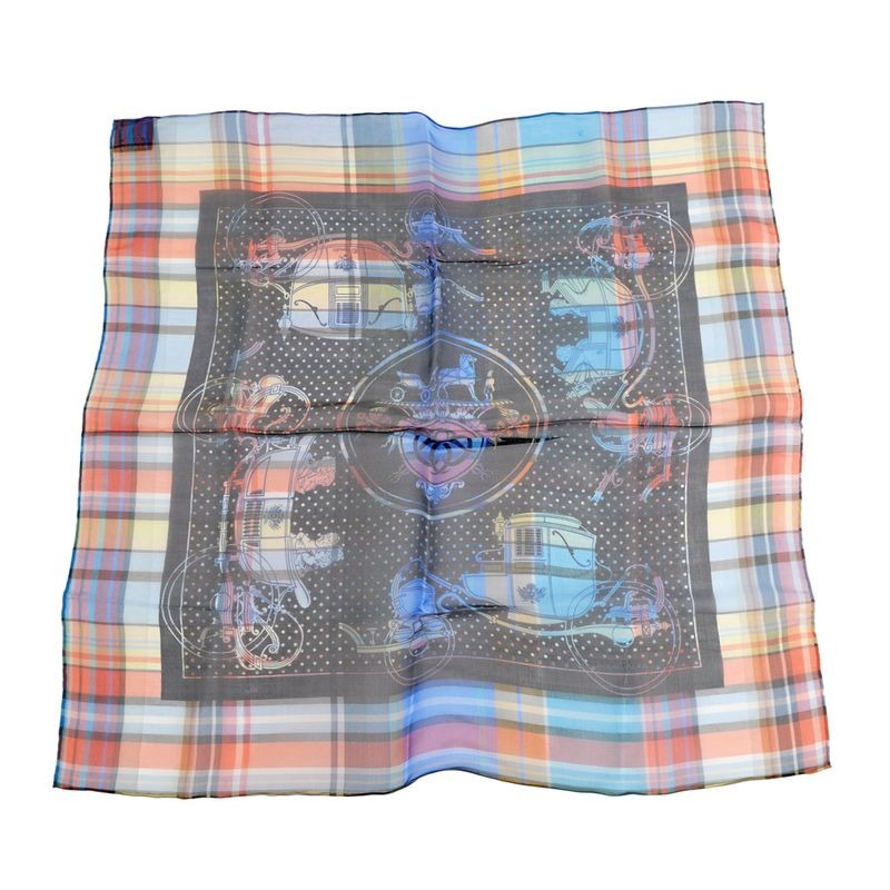 Hermes Carre 55 Scarf Madras Exlibris Bandana Silk Multicolor Accessory