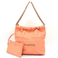 Chanel Shoulder Bag 22 Small As3260 Caviar Leather Coral Pink