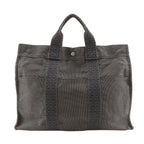 Hermes Her Line MM Tote Nylon Canvas Gray Handbag
