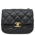 Chanel Shoulder Bag Mini Flap Lambskin Black Gold CC Logo