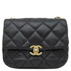 Chanel Shoulder Bag Mini Flap Lambskin Black Gold CC Logo