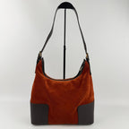 Loewe Anagram Shoulder Bag Red Black Suede Leather Vintage — view 4