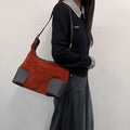Loewe Anagram Shoulder Bag Red Black Suede Leather Vintage