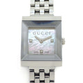 Gucci Watch Frame 128.4 3 Points Diamond Index Square White Shell Dial SS