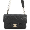 Chanel Shoulder Bag Quilted Mini Logo Ball Lambskin Black