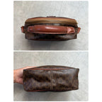 Celine Macadam Pattern Vintage Mini Handbag Pouch Triomphe Calf Leather Brown — view 2