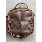 Celine Macadam Pattern Vintage Mini Handbag Pouch Triomphe Calf Leather Brown — view 3