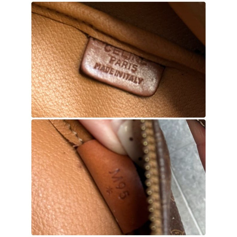 Celine Macadam Pattern Vintage Mini Handbag Pouch Triomphe Calf Leather Brown — view 4