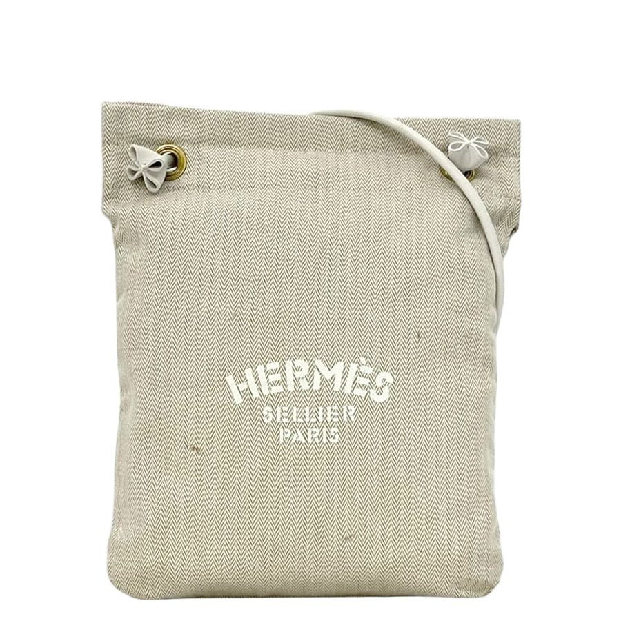 Hermes Shoulder Bag Aline PM Natural Beige White Tote 100% Cotton Logo