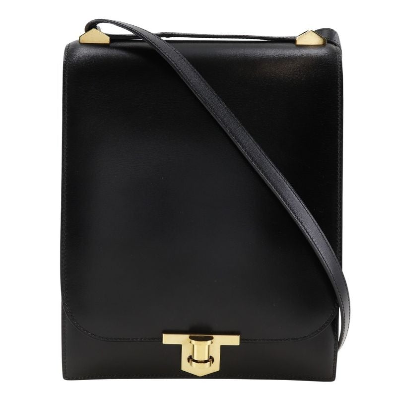 Hermes Chianti One Shoulder Vintage Box Calf Black Gold Hardware Women