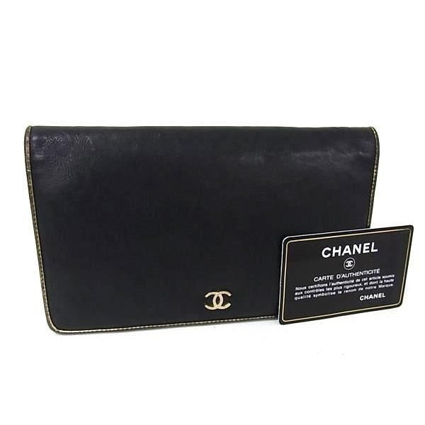 Chanel Wallet Sebulga Black Coco Mark Bifold Long