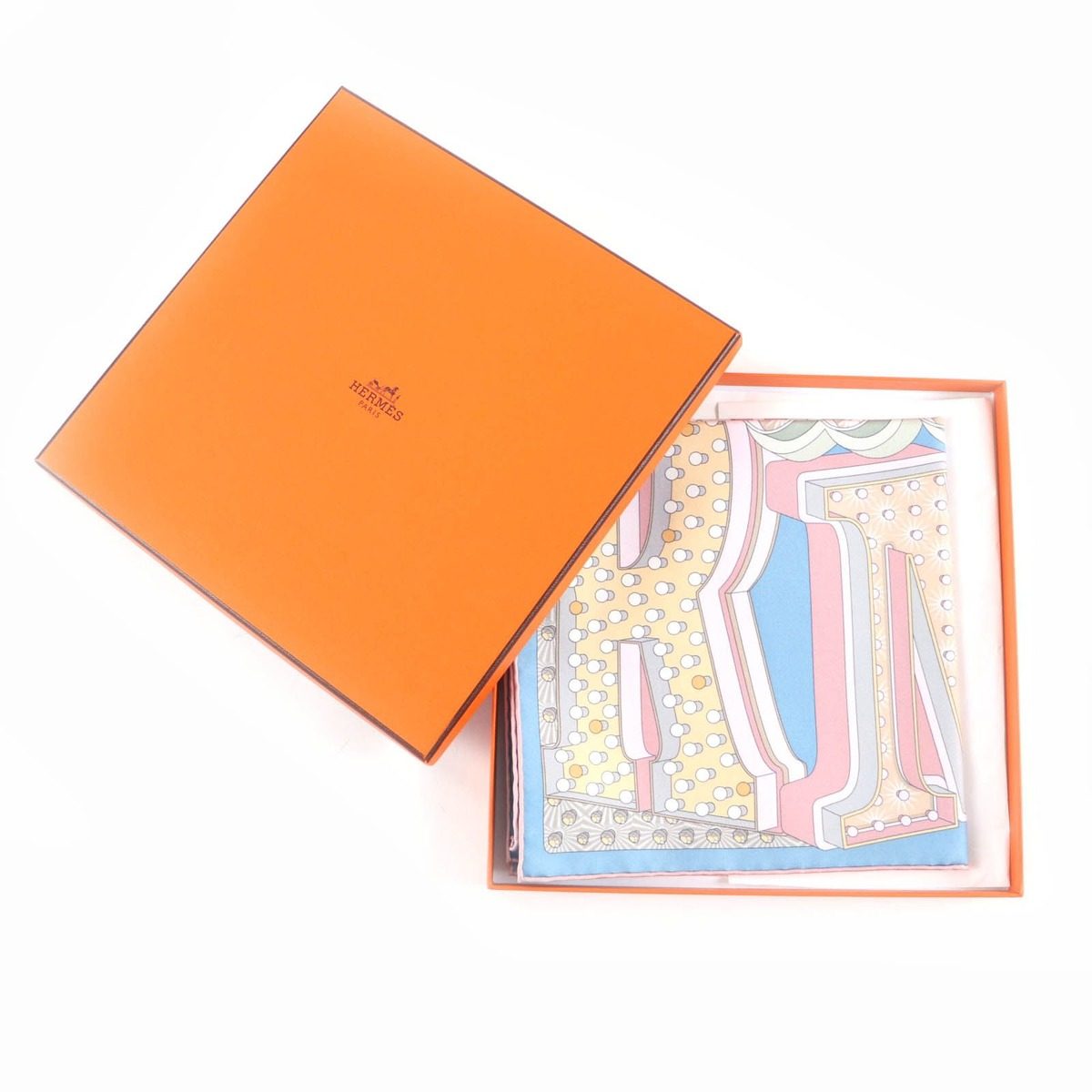 Hermes Carre 45 Electrique Silk Bleu Glacier Vieux Scarf — view 2