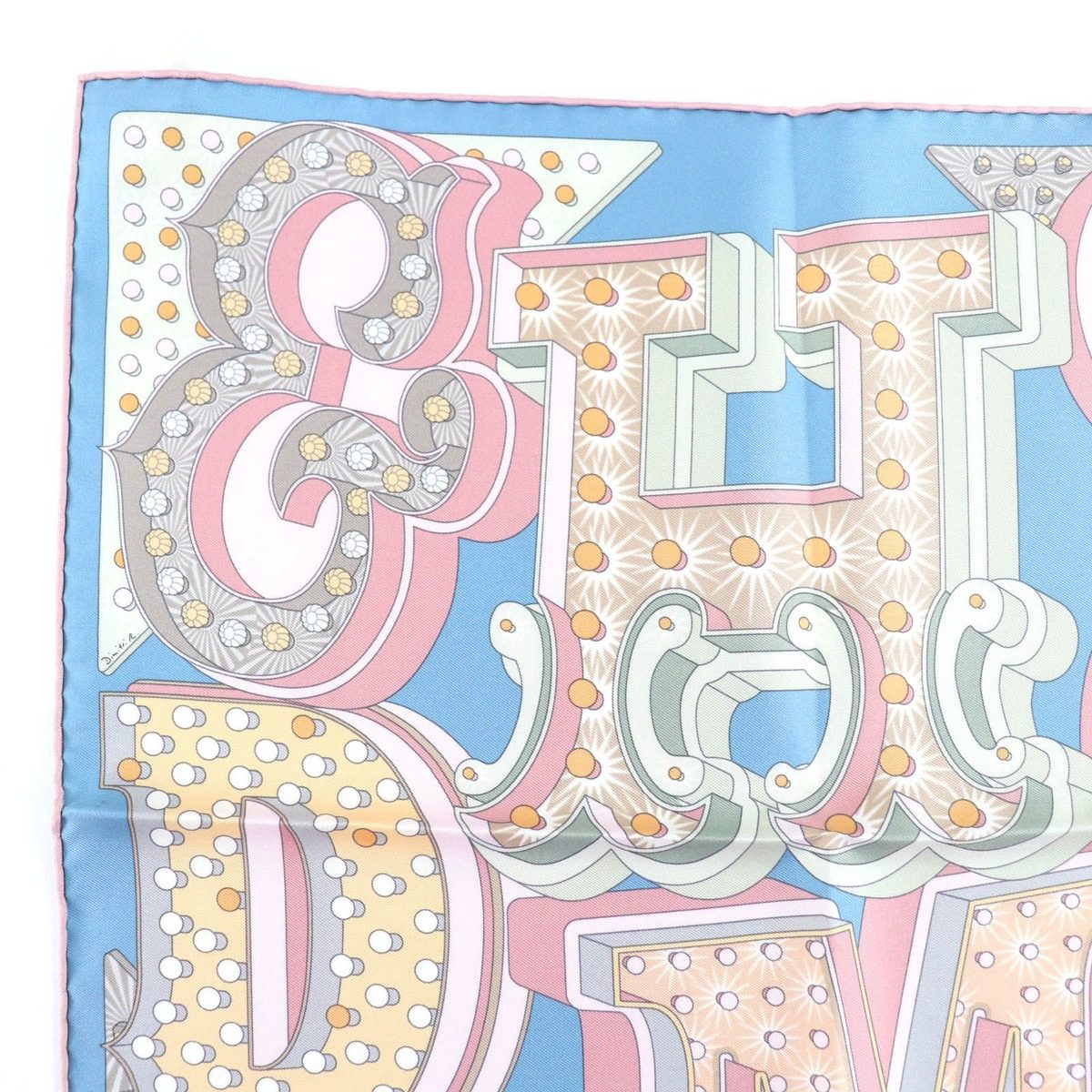 Hermes Carre 45 Electrique Silk Bleu Glacier Vieux Scarf — view 3