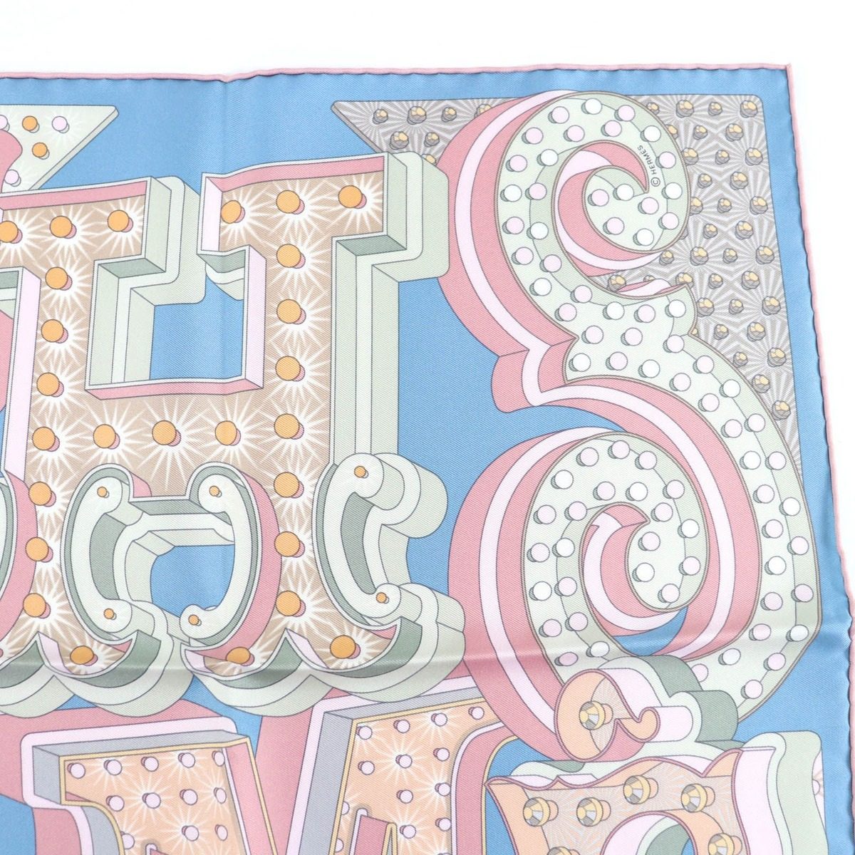 Hermes Carre 45 Electrique Silk Bleu Glacier Vieux Scarf — view 4