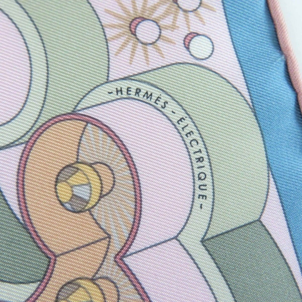 Hermes Carre 45 Electrique Silk Bleu Glacier Vieux Scarf — view 7