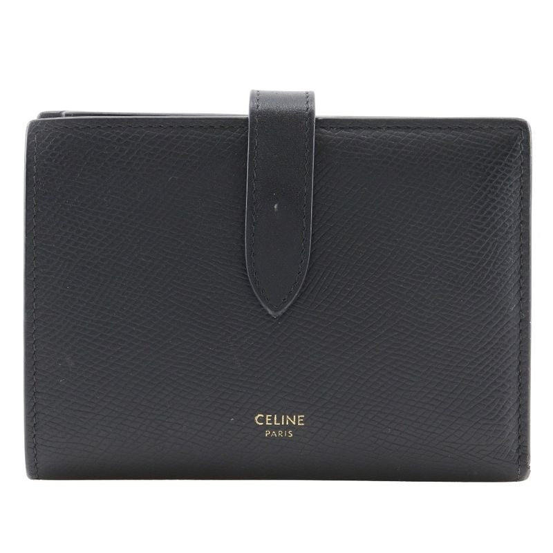 Celine Medium Strap Wallet Calf Black Bifold