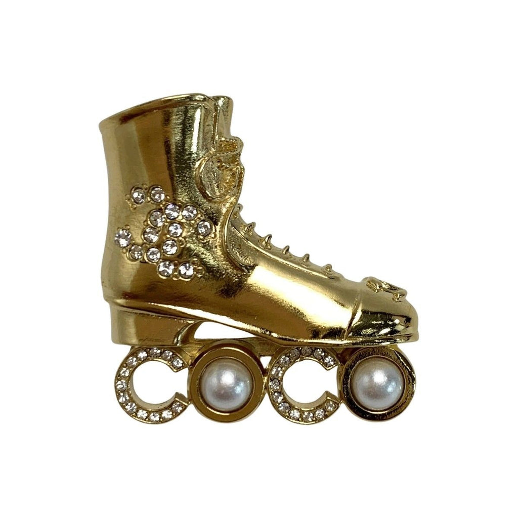 Chanel Roller Skate Brooch F21 C Gold Pin Type — view 2