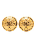 Chanel CC Logo Round Gold Plated Earrings