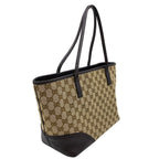 Gucci New Brit GG Canvas Leather Khaki Beige Brown Tote Gold — view 2