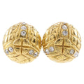 Chanel Quilted Vintage Gold Plated Rhinestone Earrings