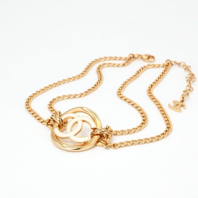 Chanel Choker Gold White Coco Mark Circle — view 2
