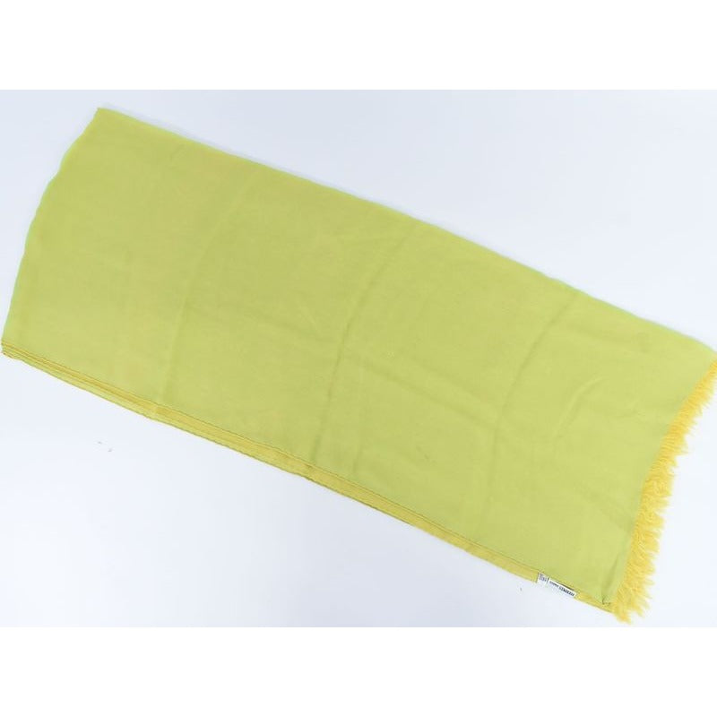 Hermes Chiffon Fringe Shawl Scarf Silk Light Green Yellow Clothing — view 3