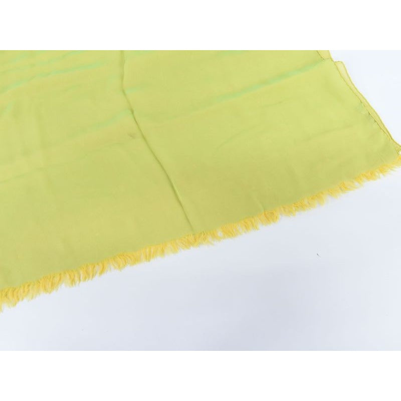 Hermes Chiffon Fringe Shawl Scarf Silk Light Green Yellow Clothing — view 5