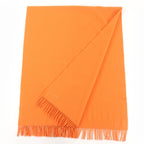 Hermes 100% Cashmere Logo Embroidery with Fringe Large Shawl — view 2
