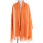 Hermes 100% Cashmere Logo Embroidery with Fringe Large Shawl — view 3