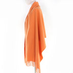 Hermes 100% Cashmere Logo Embroidery with Fringe Large Shawl — view 4