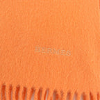 Hermes 100% Cashmere Logo Embroidery with Fringe Large Shawl — view 6