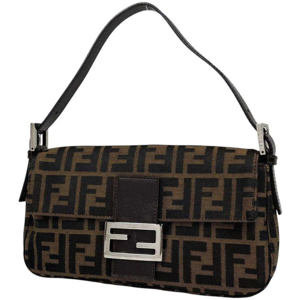 Fendi Zucca Pattern Mamma Bucket Shoulder Bag Canvas Brown