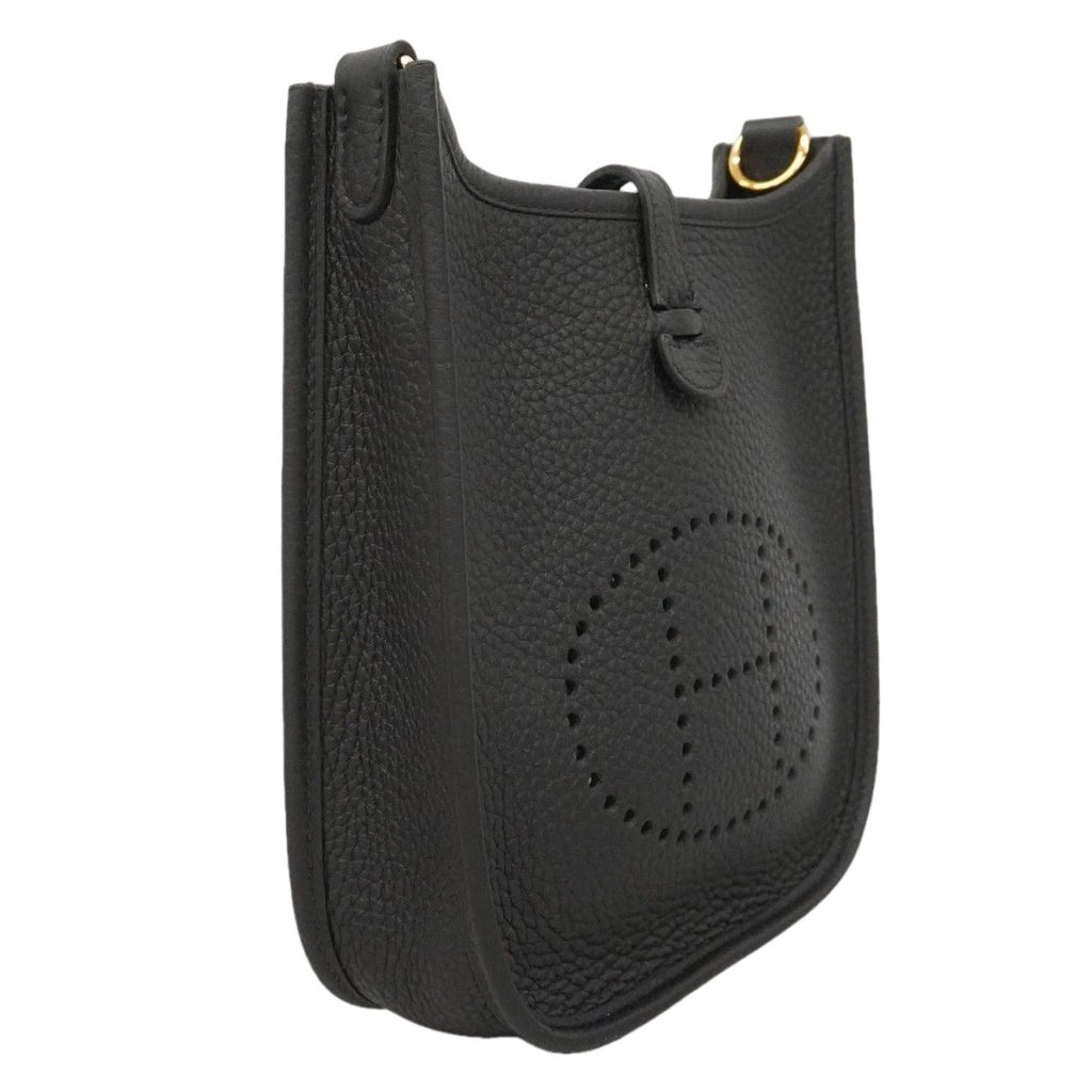 Hermes Shoulder Bag Evelyne TPM Taurillon Clemence Black Gold — view 2