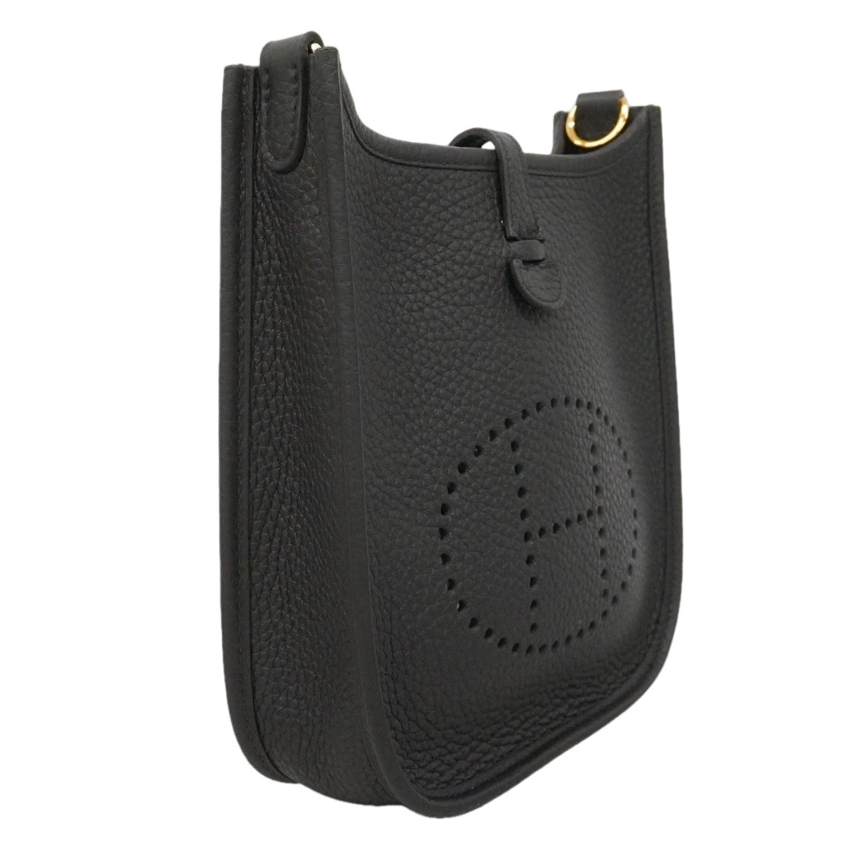 Hermes Shoulder Bag Evelyne TPM Taurillon Clemence Black Gold — view 2