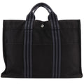 Hermes Fourre Tout MM Tote Bag Cotton Canvas Black Handbag