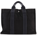 Hermes Fourre Tout MM Tote Bag Cotton Canvas Black Handbag