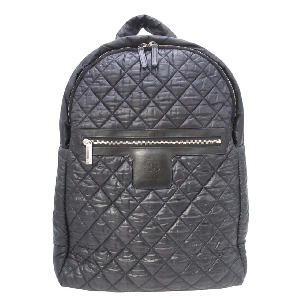 Chanel CC Logo Quilted Backpack Purse Black