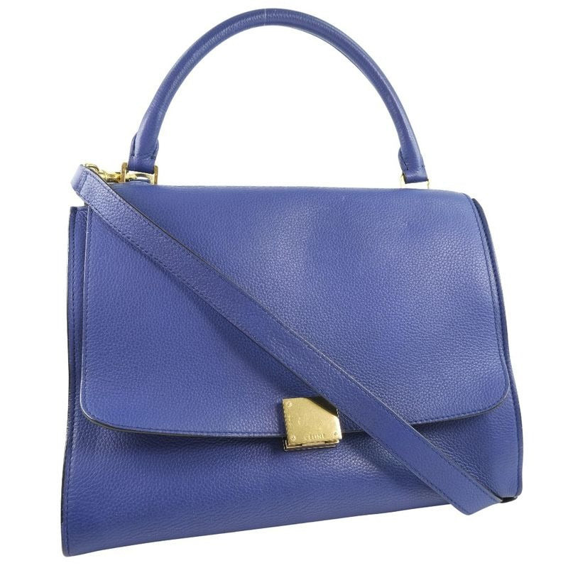 Celine Trapeze 2-Way Shoulder Calf Blue Handbag