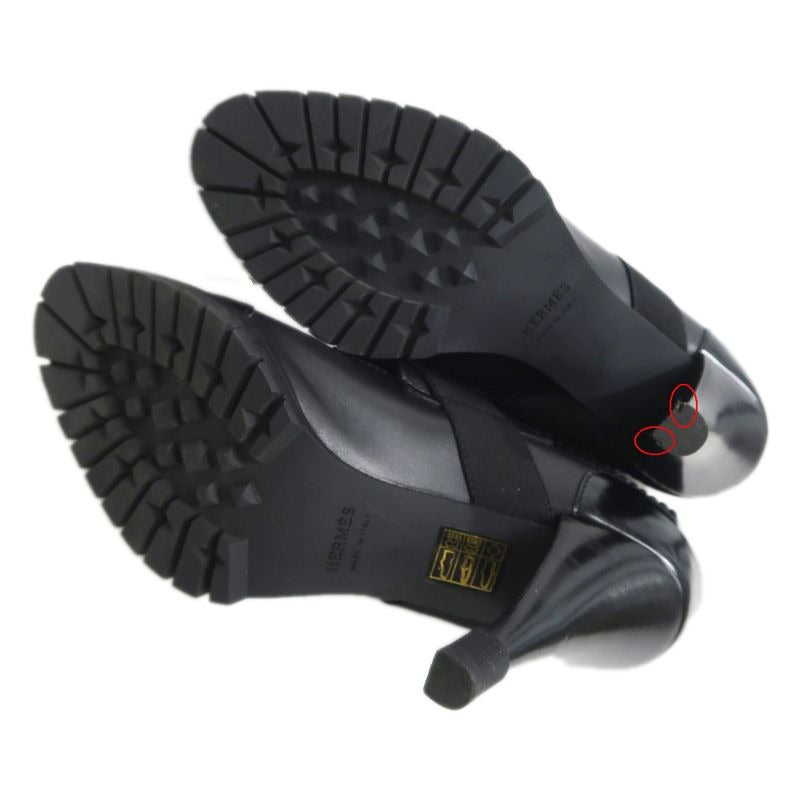 Hermes Dabi Spicy Short Boots Heels 38 Black Lady's Shoes — view 8