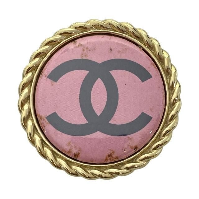 Chanel Brooch Pin Accessories Jewelry Circle Small Coco Mark GP Pink — view 2