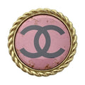 Chanel Brooch Pin Accessories Jewelry Circle Small Coco Mark GP Pink