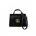 Gucci Bag Shoulder Black Gold GG Marmont Mini Top Handle 2-Way Handbag