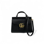 Gucci Bag Shoulder Black Gold GG Marmont Mini Top Handle 2-Way Handbag