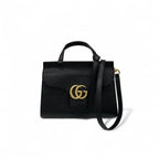 Gucci Bag Shoulder Black Gold GG Marmont Mini Top Handle 2-Way Handbag — view 2